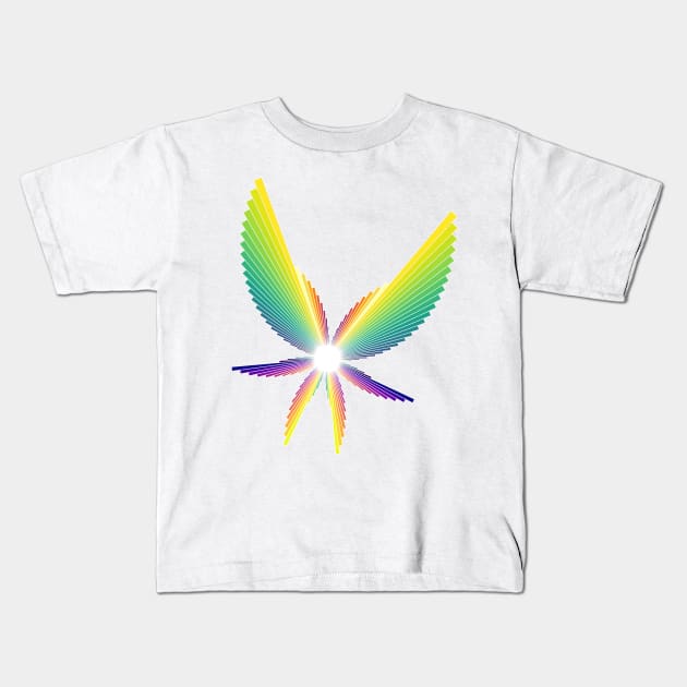 Rainbow Angel Seraphim | Flying Six Wing Bar Chart White Kids T-Shirt by aRtVerse